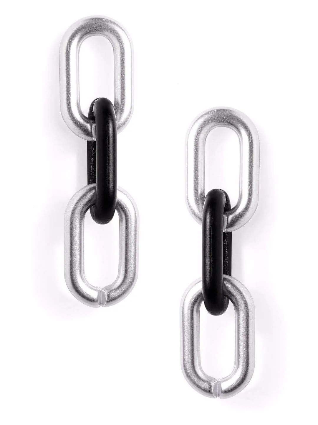 Rubans Silver Toned Inter Linked Classic Drop Earrings