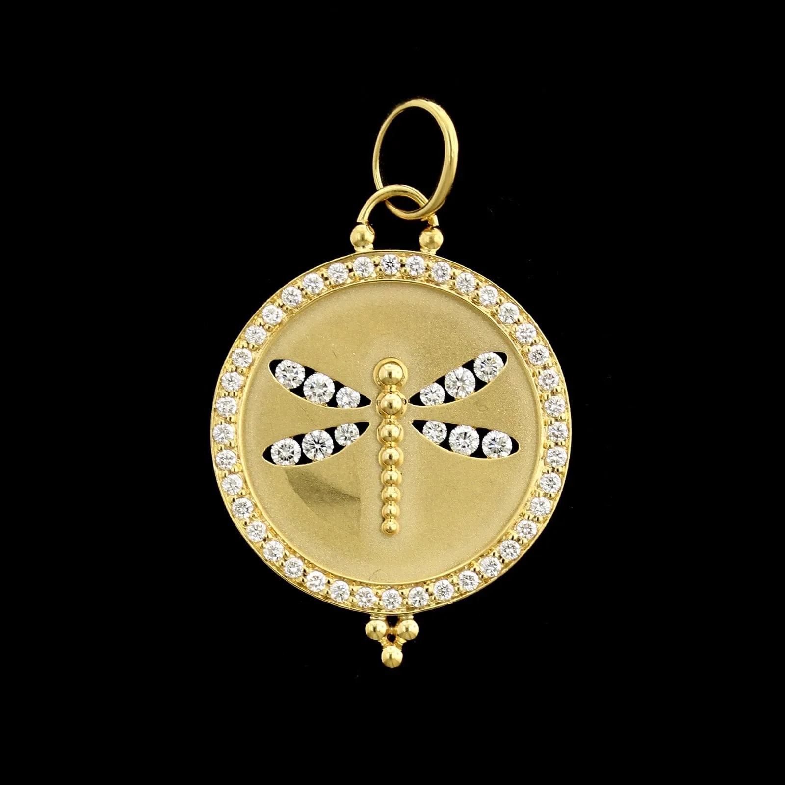 Temple St. Clair 18K Yellow Gold Estate Diamond Dragonfly Pendant