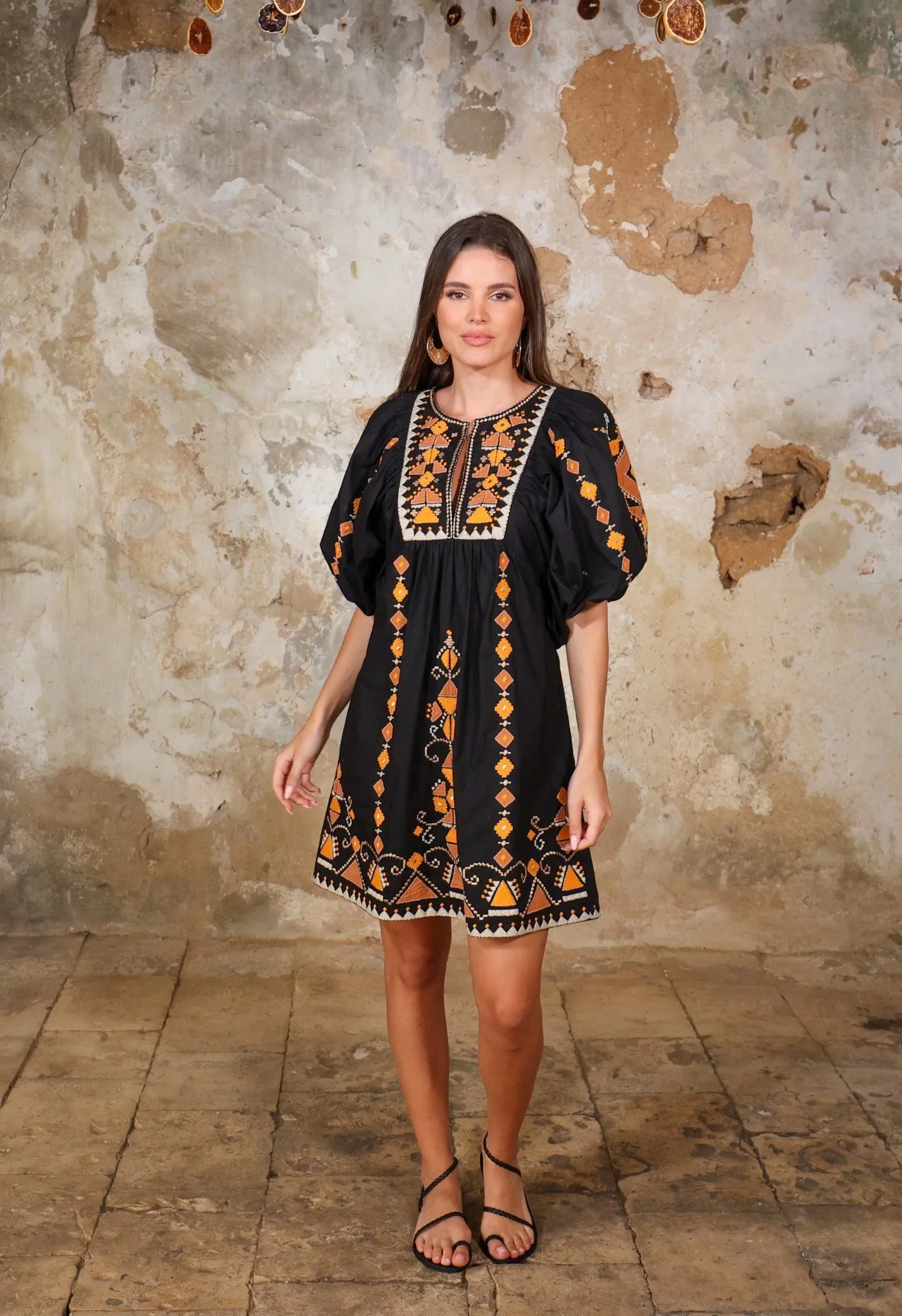 TRIBAL MOMENTS - THE MULTI COLOUR EMBROIDERY AND APPLIQUE POPLIN DRESS