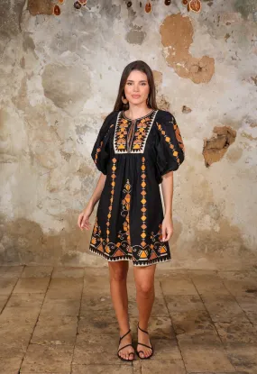 TRIBAL MOMENTS - THE MULTI COLOUR EMBROIDERY AND APPLIQUE POPLIN DRESS