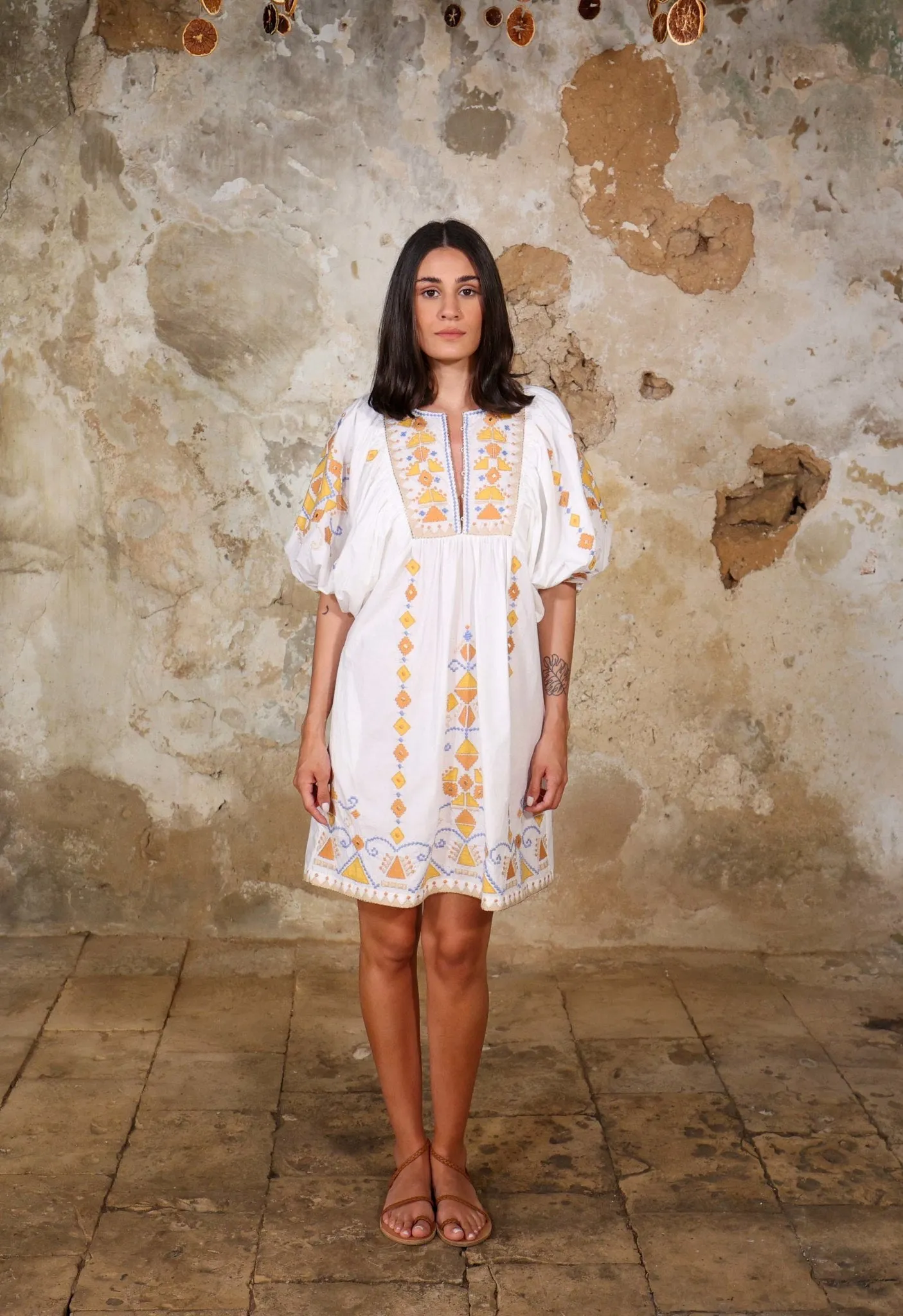 TRIBAL MOMENTS - THE MULTI COLOUR EMBROIDERY AND APPLIQUE POPLIN DRESS