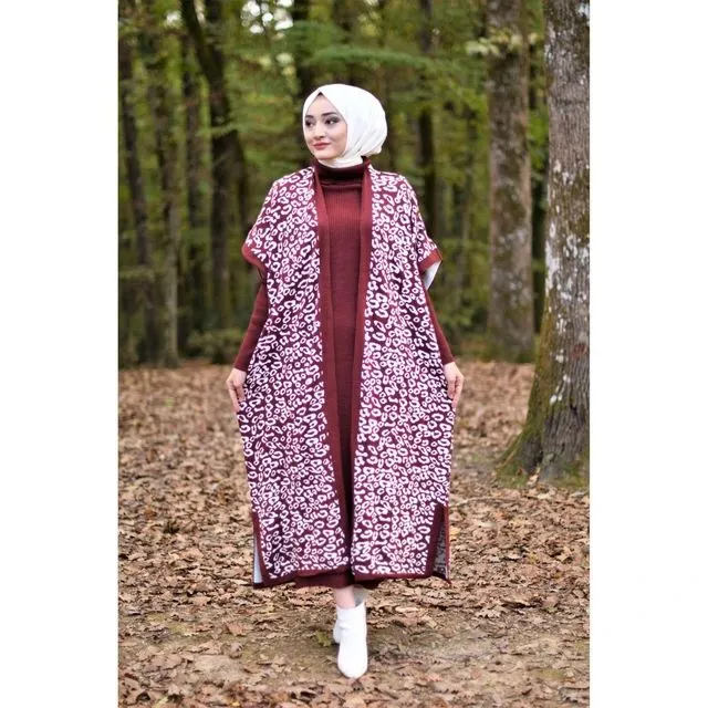 Turkish Woven Long Coat Sweater 2 Pcs Set