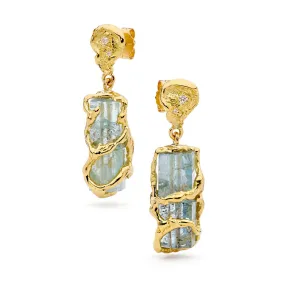 'Where the Desert Meets the Sea' Aquamarine and Yellow Gold Earrings