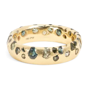 Wide Green Confetti Ring - Size 7.5 - 11650